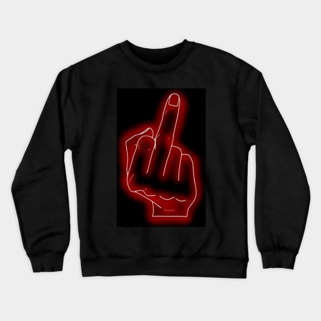 Red Neon Flipping Hand Crewneck Sweatshirt by ermeteke